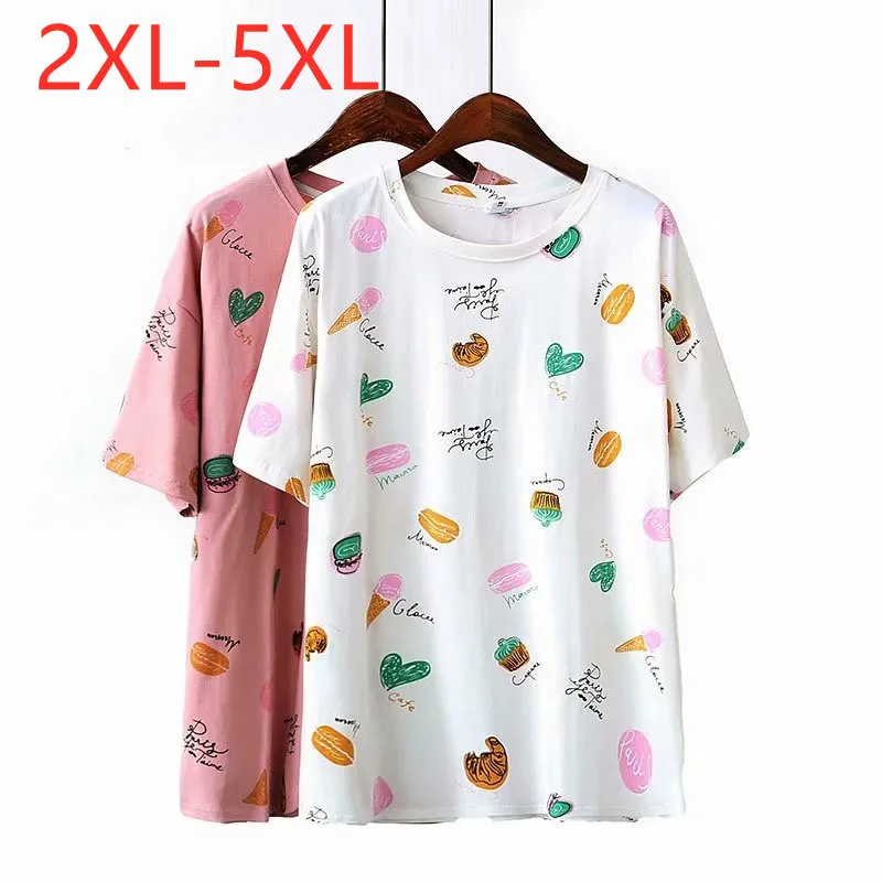 New 2021 Ladies Summer Plus Size Tops For Women Large Short Sleeve Loose Cotton White Pink Print O-neck T-Shirt 2XL 3XL 4XL 5XL
New 2021 Ladies Summer Plus Size Tops For Women Large Short Sleeve Loose Cotton White Pink Print O-neck T-Shirt 2XL 3XL 4XL 5XL