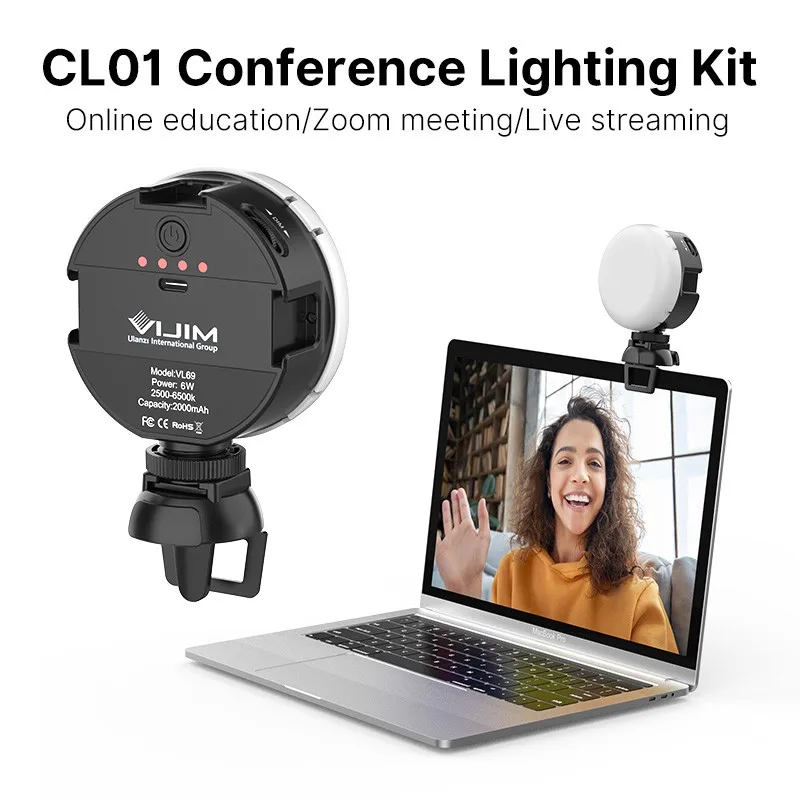 VIJIM Cl01 2500k-6500k Led Video Light With Dedicated Screen Clip Zoom Meeting Beautify Light 2000mAh Battery Conference Light
VIJIM Cl01 2500k-6500k Led Video Light With Dedicated Screen Clip Zoom Meeting Beautify Light 2000mAh Battery Conference Light