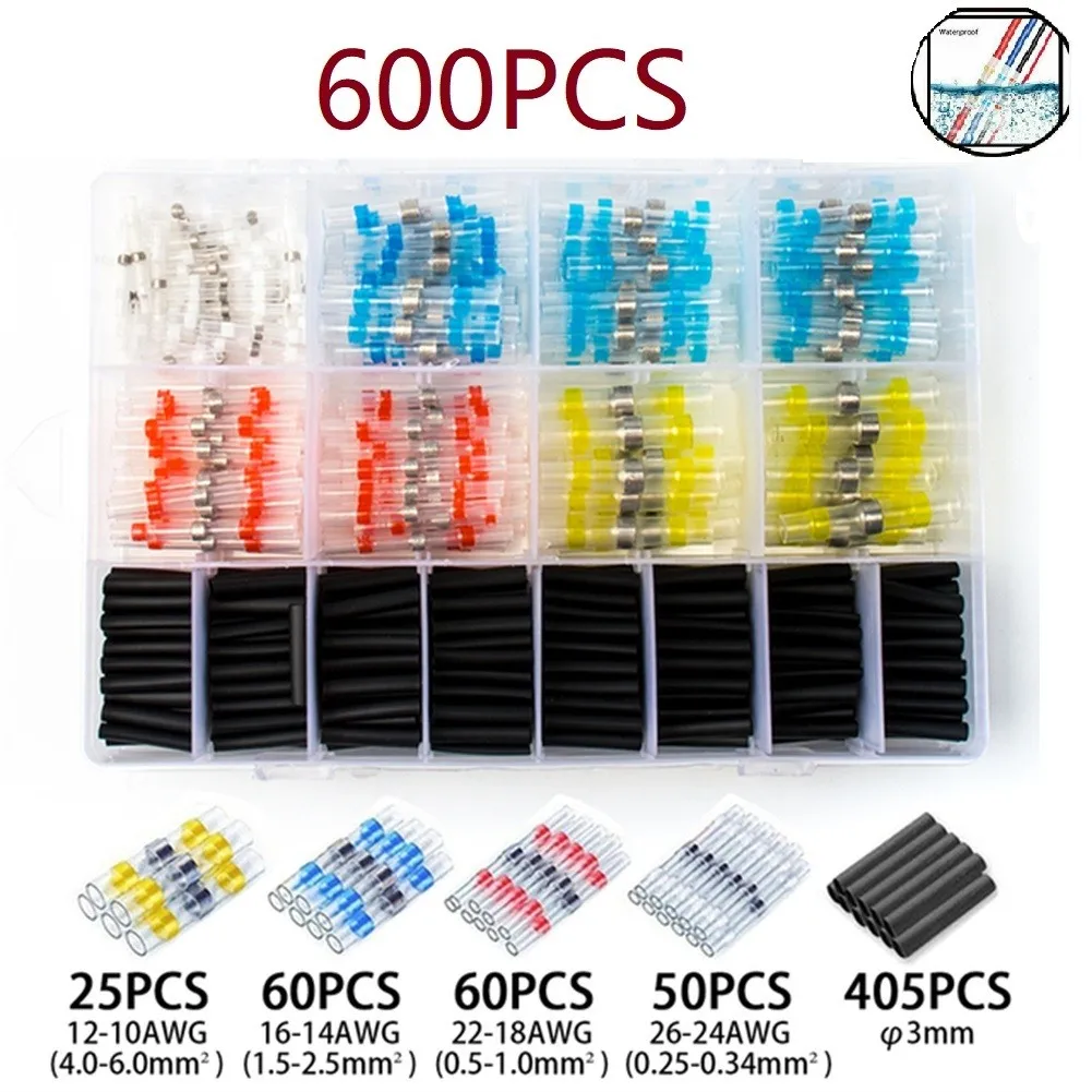 600pcs Waterproof Solder Seal Sleeve Heat Shrink Butt Wire Crimp Connectors Solder Terminal Splice Insulation Electrical Tool
600pcs Waterproof Solder Seal Sleeve Heat Shrink Butt Wire Crimp Connectors Solder Terminal Splice Insulation Electrical Tool