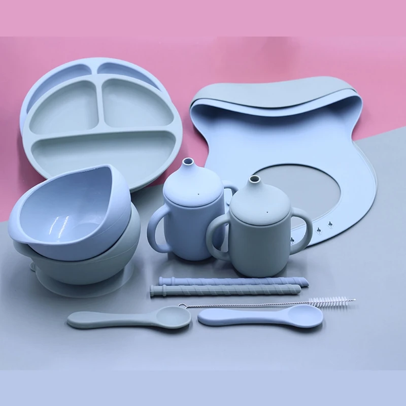 J2FF 7pcs/set BPA Free Baby Silicone Tableware Waterproof Bib Solid Color Dinner Plate Sucker Bowl And Spoon For Children
J2FF 7pcs/set BPA Free Baby Silicone Tableware Waterproof Bib Solid Color Dinner Plate Sucker Bowl And Spoon For Children