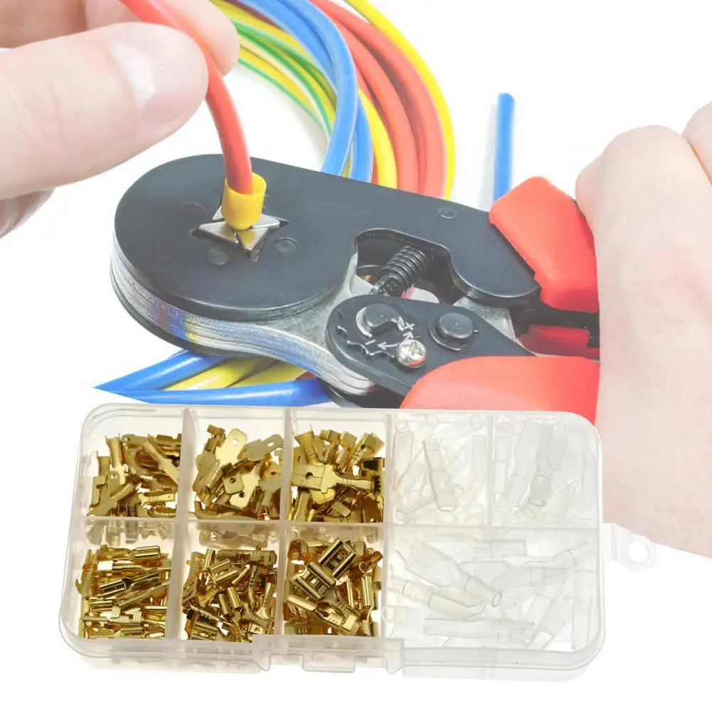 210Pcs 2.8/4.8/6.3MM Crimp Terminals Cold Pressed Electrical Conductivity Firm Female Male Wire Lugs Kit Wire Harnesses Tool
210Pcs 2.8/4.8/6.3MM Crimp Terminals Cold Pressed Electrical Conductivity Firm Female Male Wire Lugs Kit Wire Harnesses Tool
