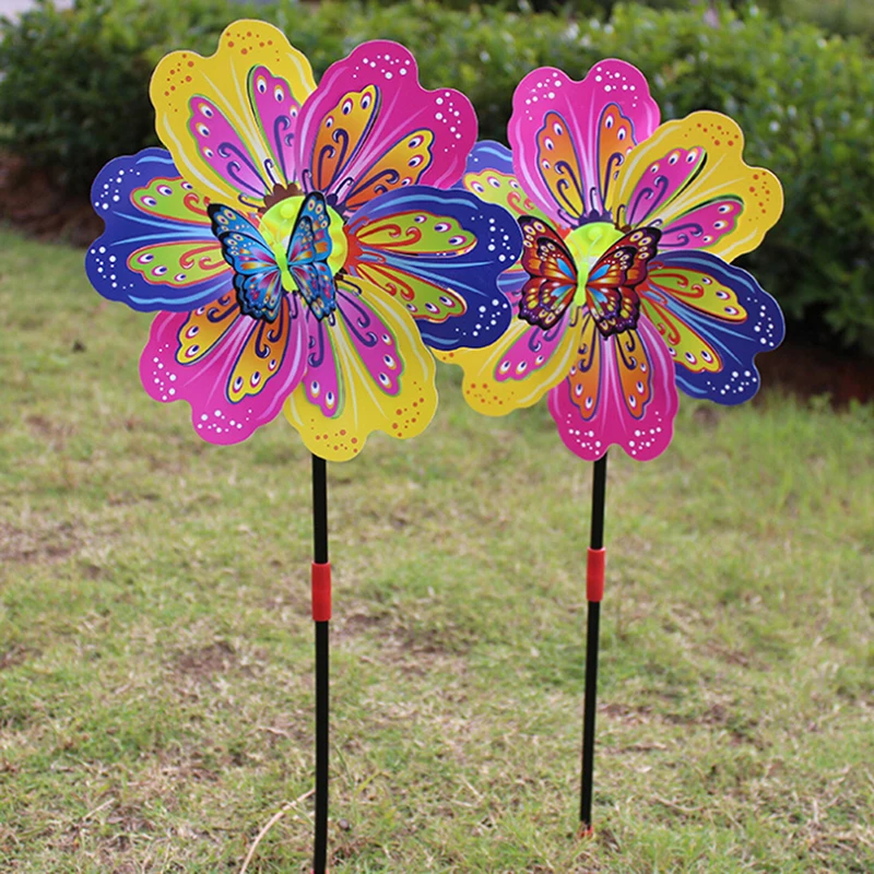 

Цветная ветряная мельница, Бабочка, цветок, Спиннер, садовый двор декоративные детские игрушки