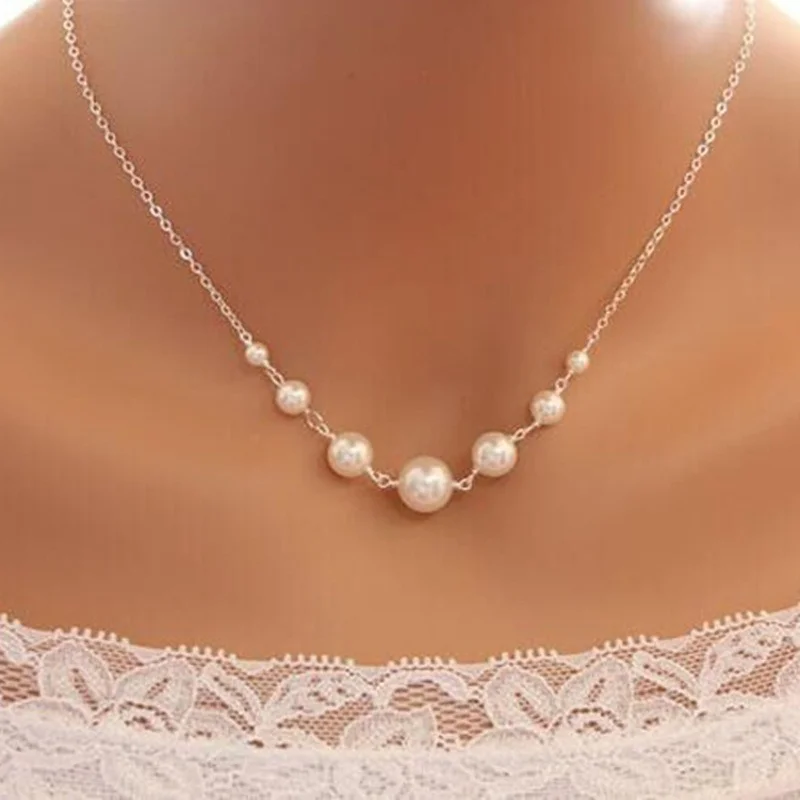 

Imitation pearl necklace near round pearl jewelry suitable for women's wedding gift trend in 2020