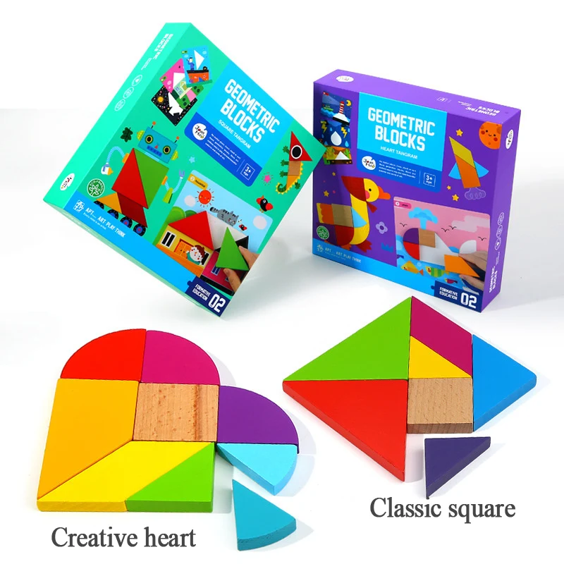 Wooden Geometry Puzzle Tangram Montessori Geometric Square Heart Puzzles Early Educational Developmental Kids Toy Gift 3Y+ 
Wooden Geometry Puzzle Tangram Montessori Geometric Square Heart Puzzles Early Educational Developmental Kids Toy Gift 3Y+
