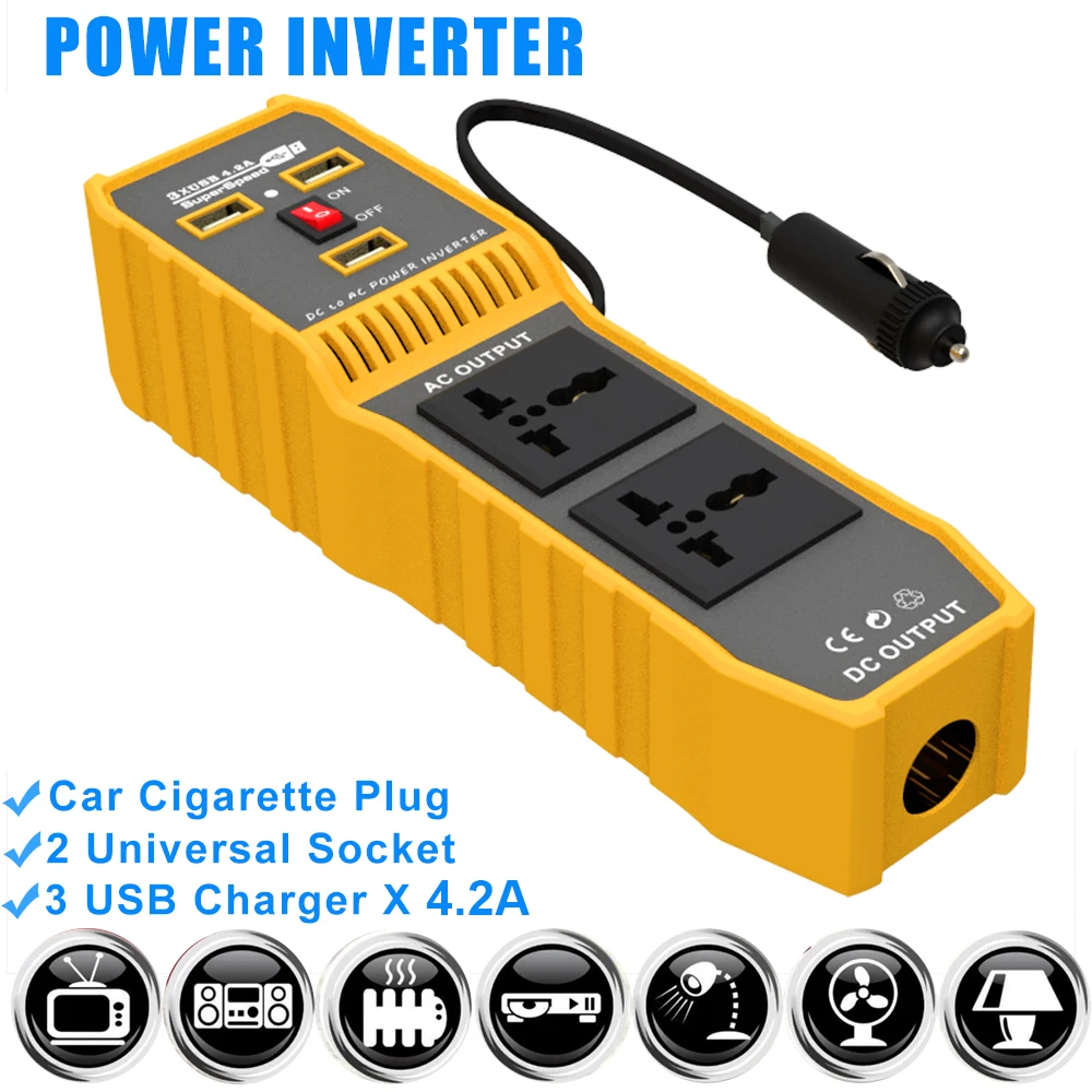 Car Inverter 200W Converts 12V To 220V/110V Smart Three USB 3.6A Fast Charging Dual Sockets
Car Inverter 200W Converts 12V To 220V/110V Smart Three USB 3.6A Fast Charging Dual Sockets