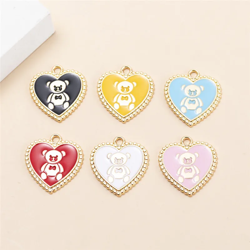 10pcs/lot Enamel Cute Heart Bear Charms Pendant DIY Bracelet Necklace For Jewelry Making Accessories
10pcs/lot Enamel Cute Heart Bear Charms Pendant DIY Bracelet Necklace For Jewelry Making Accessories
