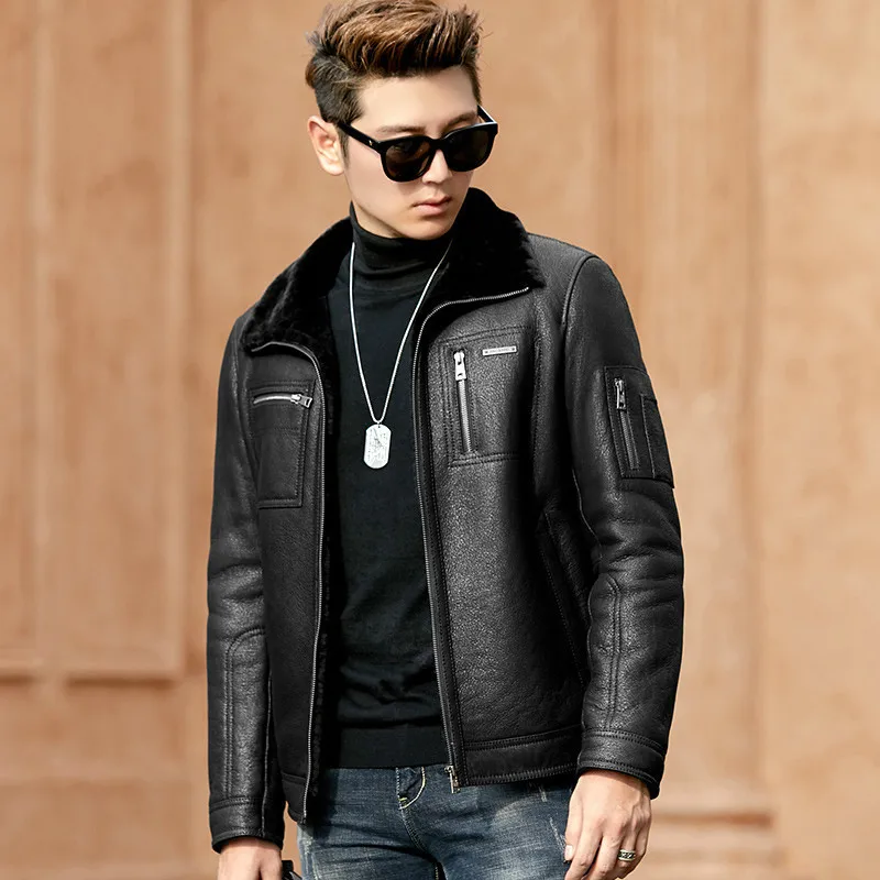 Leather Winter Jacket Genuine Men Sheep Shearling Men's Real Fur Coat Sheepskin Leather Coats Veste Cuir Homme 4907 KJ3639
Leather Winter Jacket Genuine Men Sheep Shearling Men's Real Fur Coat Sheepskin Leather Coats Veste Cuir Homme 4907 KJ3639