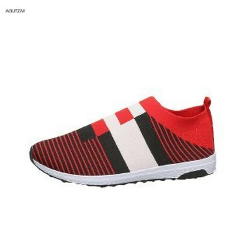 AGUTZM Women's Casual Vulcanized Shoes Woman Mesh Sneakers 2020 Women Knitted Flat Ladies Slip On Female Footwear Plus Size h40