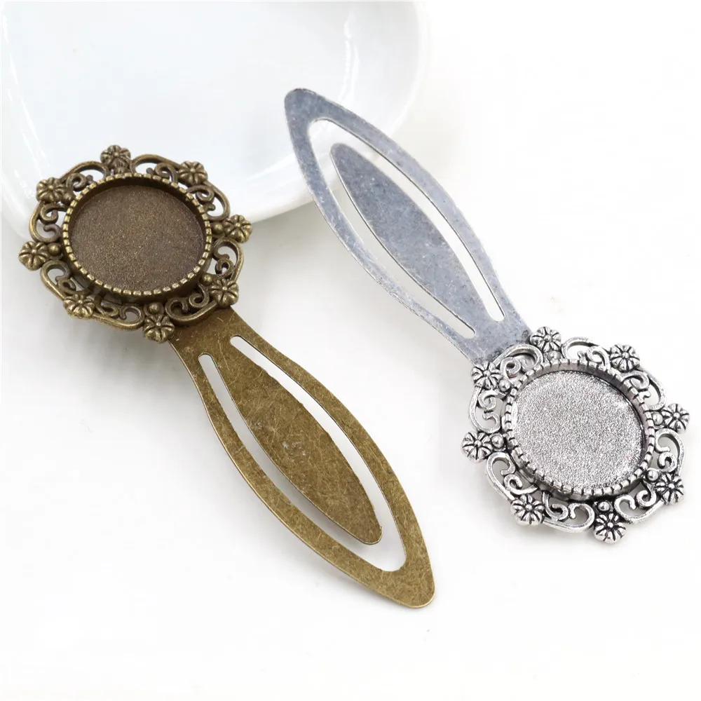 

New Fashion 2pcs 18mm Inner Size Antique Bronze Silver Plated Vintage Style Handmade Bookmark Cabochon Base Cameo Setting