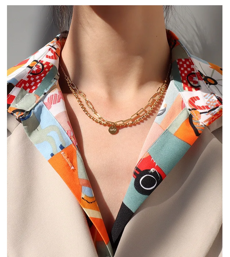 Titanium With 18 K Gold Layered Chain Good Luck Necklaces Women Jewelry Punk Designer Club Cocktail Party Japan
Titanium With 18 K Gold Layered Chain Good Luck Necklaces Women Jewelry Punk Designer Club Cocktail Party Japan