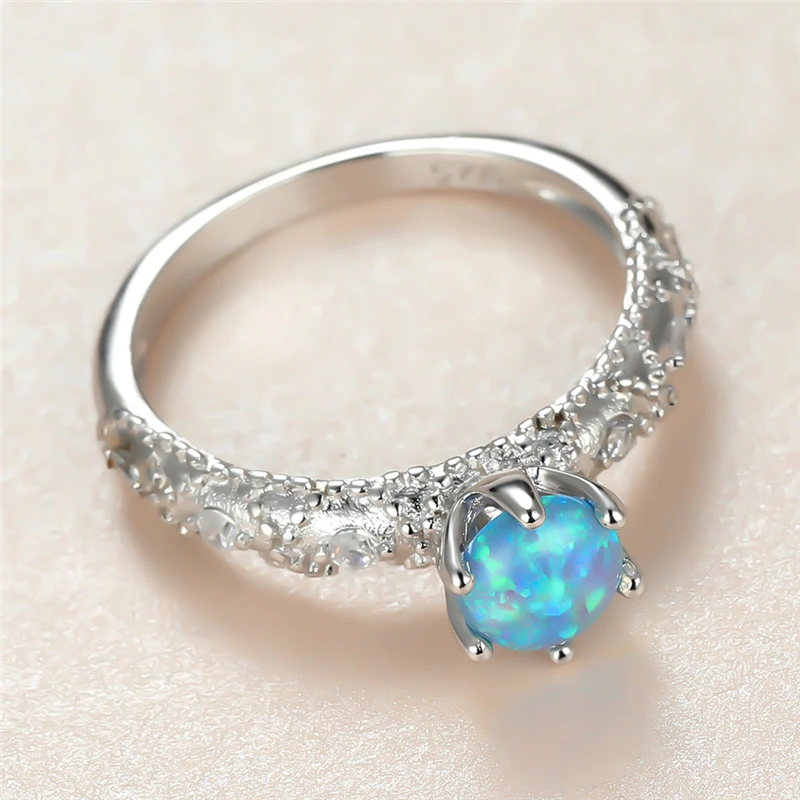 Cute Female Blue Opal Stone Ring Charm Silver Color Thin Wedding Rings For Women Vintage Bride Crystal Round Engagement Ring
Cute Female Blue Opal Stone Ring Charm Silver Color Thin Wedding Rings For Women Vintage Bride Crystal Round Engagement Ring