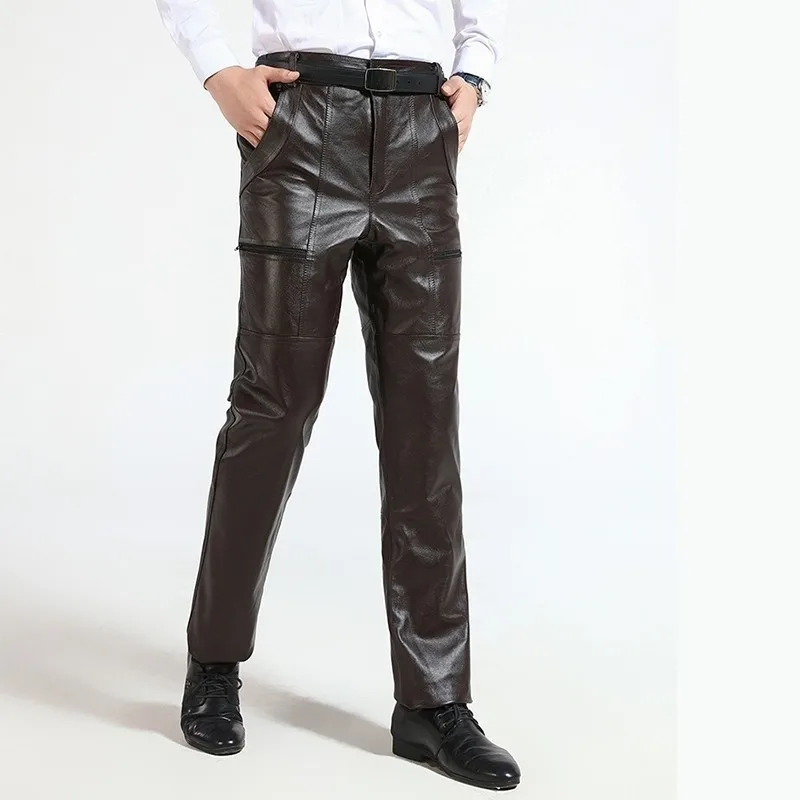 Brown Mens Luxury Cowskin Real Leather Trousers Plus Size Loose Genuine Leather Pants Man Zipper Cowhide Motorcycle Riding Pants
Brown Mens Luxury Cowskin Real Leather Trousers Plus Size Loose Genuine Leather Pants Man Zipper Cowhide Motorcycle Riding Pants