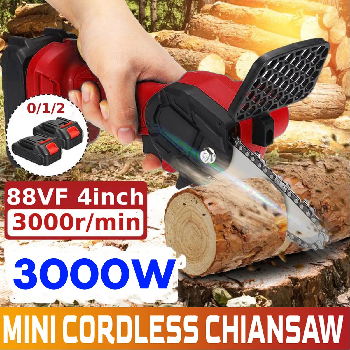 Drillpro 3000W 4 Inch 88VF Mini Electric Chain Saw 2Pcs Battery Woodworking Pruning One-handed Garden Tool Rechargeable EU Plug
Drillpro 3000W 4 Inch 88VF Mini Electric Chain Saw 2Pcs Battery Woodworking Pruning One-handed Garden Tool Rechargeable EU Plug
