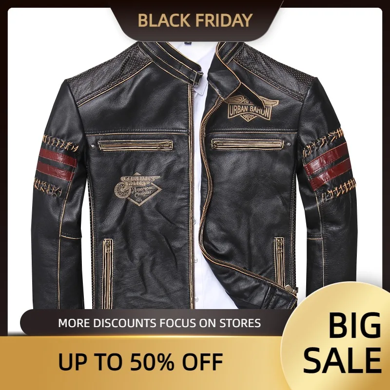 2021 в винтажном стиле; Цвет Черный; Мужская мотоциклетная кожаная куртка размера плюс XXXL Натуральная воловья русский зауженный крой коротки...
2021 в винтажном стиле; Цвет Черный; Мужская мотоциклетная кожаная куртка размера плюс XXXL Натуральная воловья русский зауженный крой коротки...