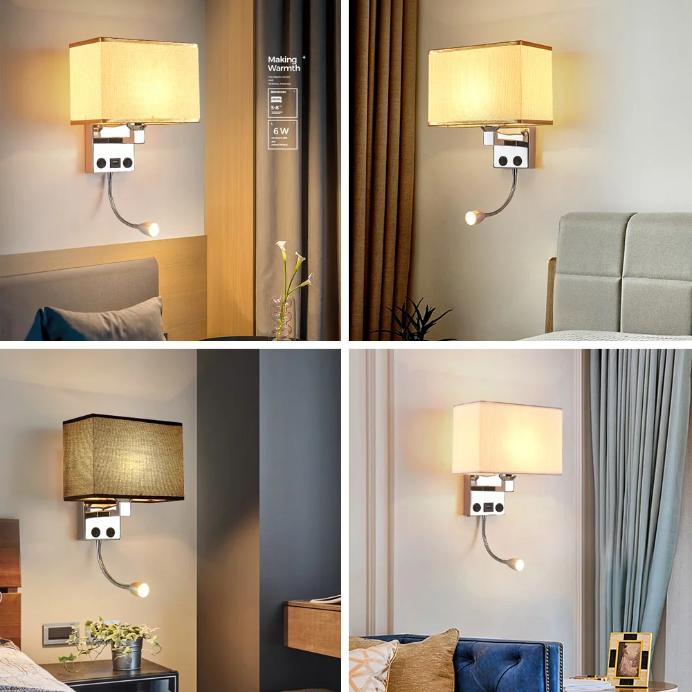 LED wall lights Sconce in the bedroom interior Wall Sconces With Switch E27 Bulb USB Modern Black Indoor Bedside Lamp Headboard 
LED wall lights Sconce in the bedroom interior Wall Sconces With Switch E27 Bulb USB Modern Black Indoor Bedside Lamp Headboard