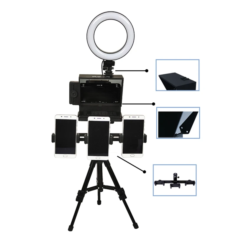 Mini Portable Smartphone Teleprompter With Remote Control Adjustable for Youtube Live Speech Reader Prompter Photo Studio
Mini Portable Smartphone Teleprompter With Remote Control Adjustable for Youtube Live Speech Reader Prompter Photo Studio