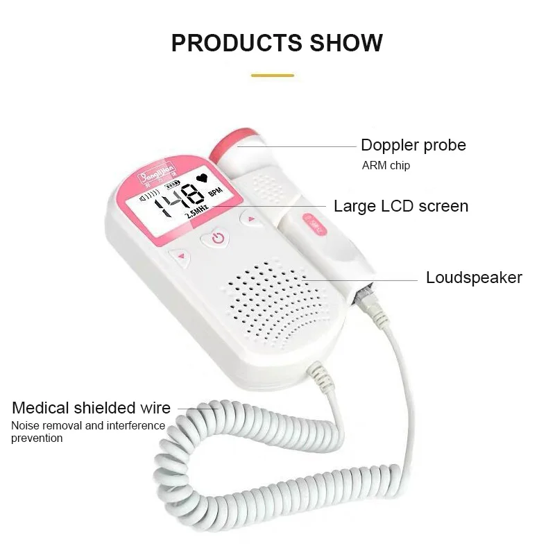 Fetal Doppler Heartbeat Detector Portable Ultrasound Pregnant Baby Heart Rate Monitor LCD 2.5MHz Pocket Doppler Humanized operat
Fetal Doppler Heartbeat Detector Portable Ultrasound Pregnant Baby Heart Rate Monitor LCD 2.5MHz Pocket Doppler Humanized operat