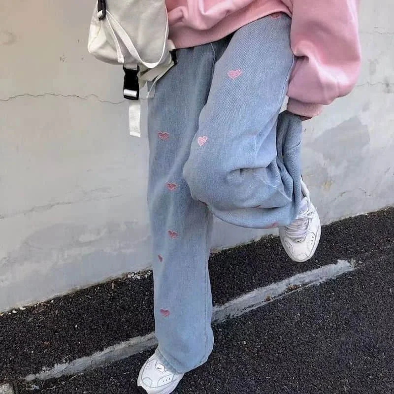 Cargo Pants Women Baggy Jeans Japanese Korean High-waisted Straight Loose Love Embroidery Old Daddy Wide-leg Long Pants Trend
Cargo Pants Women Baggy Jeans Japanese Korean High-waisted Straight Loose Love Embroidery Old Daddy Wide-leg Long Pants Trend