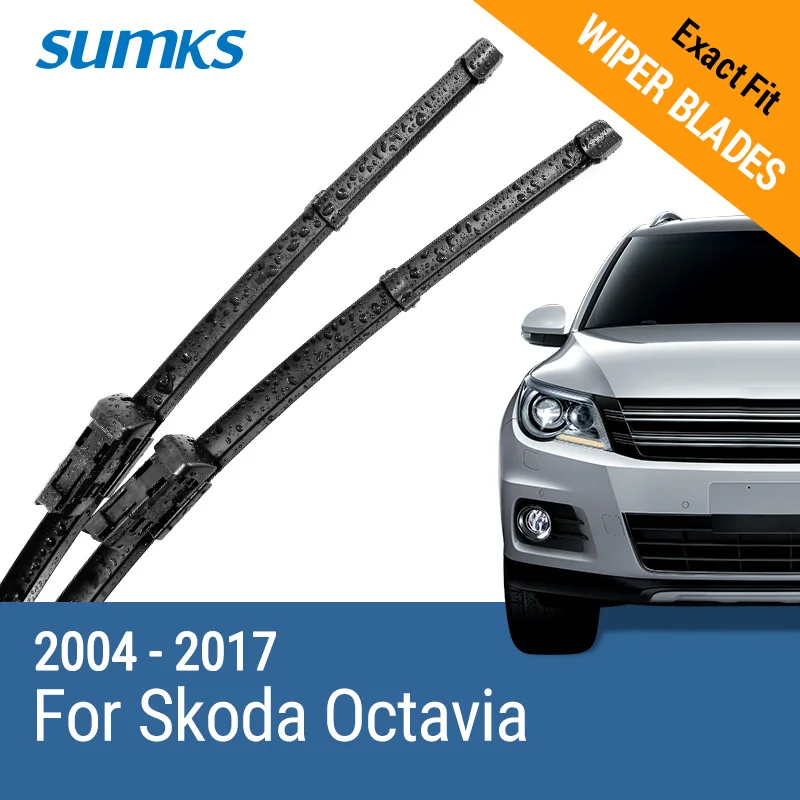 

SUMKS Wiper Blades for Skoda Octavia 24"& 19" Fit push button Arms / side pin arms 2004 to 2017