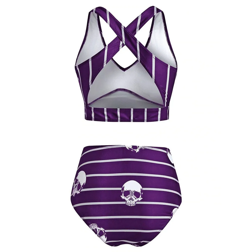 Women Push-Up Padded Bikini Skull Striped Print Cut Out Striped cross-tie Padded swimsuit Beach Wear Female Tankini Set #40
Women Push-Up Padded Bikini Skull Striped Print Cut Out Striped cross-tie Padded swimsuit Beach Wear Female Tankini Set #40
