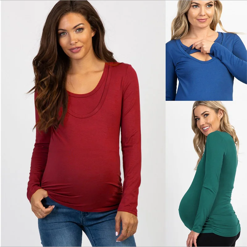 Fashion Solid Color Nursing Clothes Pregnant Women Long Sleeve Maternity Tops Breastfeeding Tops Pregnancy Loose Clothes T Shirt
Fashion Solid Color Nursing Clothes Pregnant Women Long Sleeve Maternity Tops Breastfeeding Tops Pregnancy Loose Clothes T Shirt