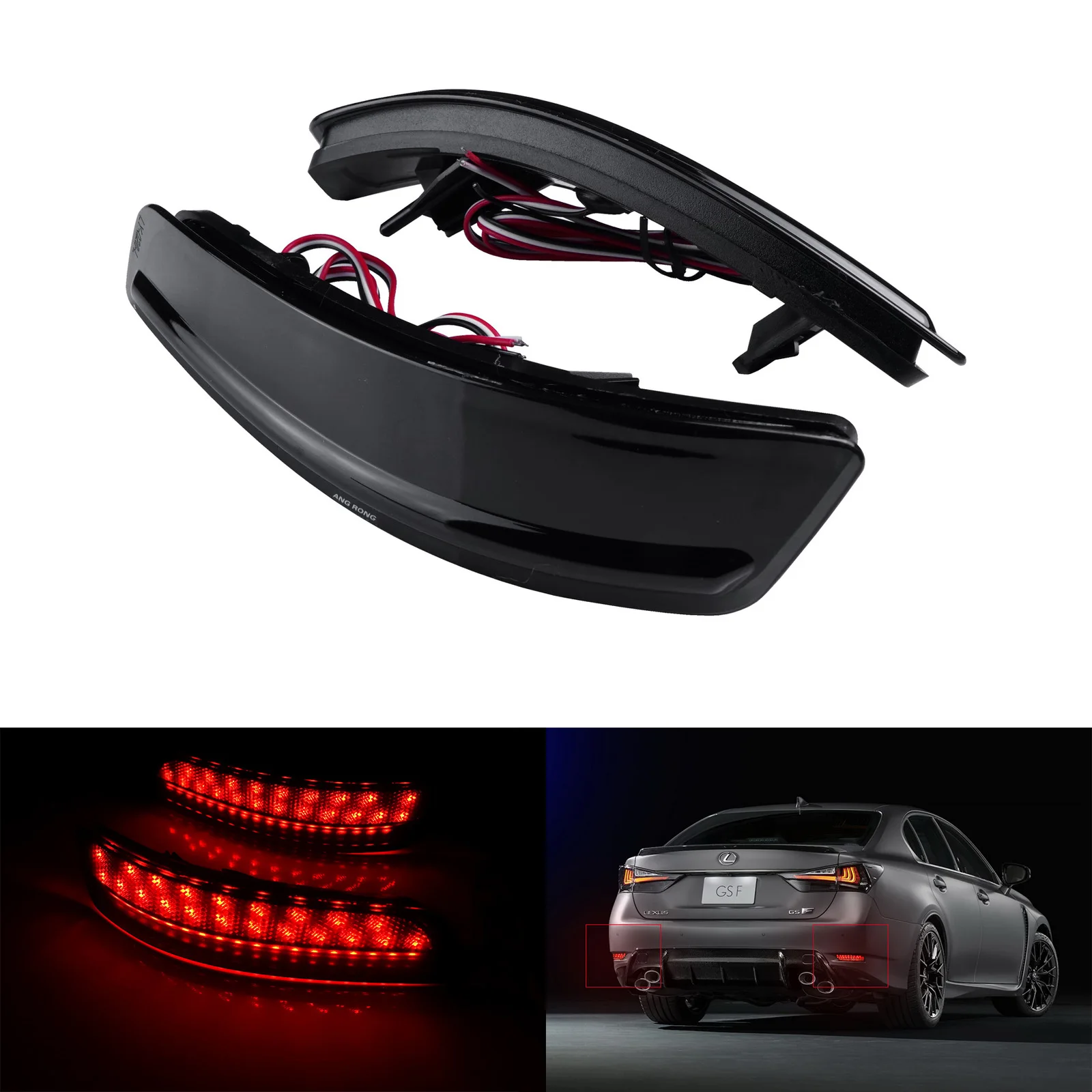 Set LED Rear Bumper Reflector Tail Brake Stop Lights Black Lens For Lexus GS ES
Set LED Rear Bumper Reflector Tail Brake Stop Lights Black Lens For Lexus GS ES