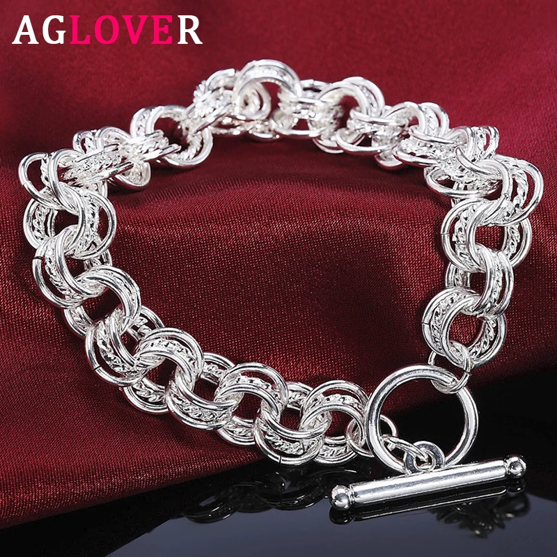 AGLOVER 925 Sterling Silver 8 Inch Bracelet Exquisite 3 Ring TO Bracelet For Woman Man Fashion Jewelry Christmas Gift
AGLOVER 925 Sterling Silver 8 Inch Bracelet Exquisite 3 Ring TO Bracelet For Woman Man Fashion Jewelry Christmas Gift