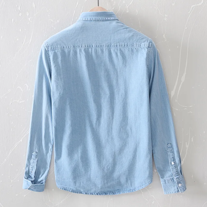 long 2021 men's sleeve vintage denim shirts with pocket sky blue casual stone wash cotton casual shirt men
long 2021 men's sleeve vintage denim shirts with pocket sky blue casual stone wash cotton casual shirt men