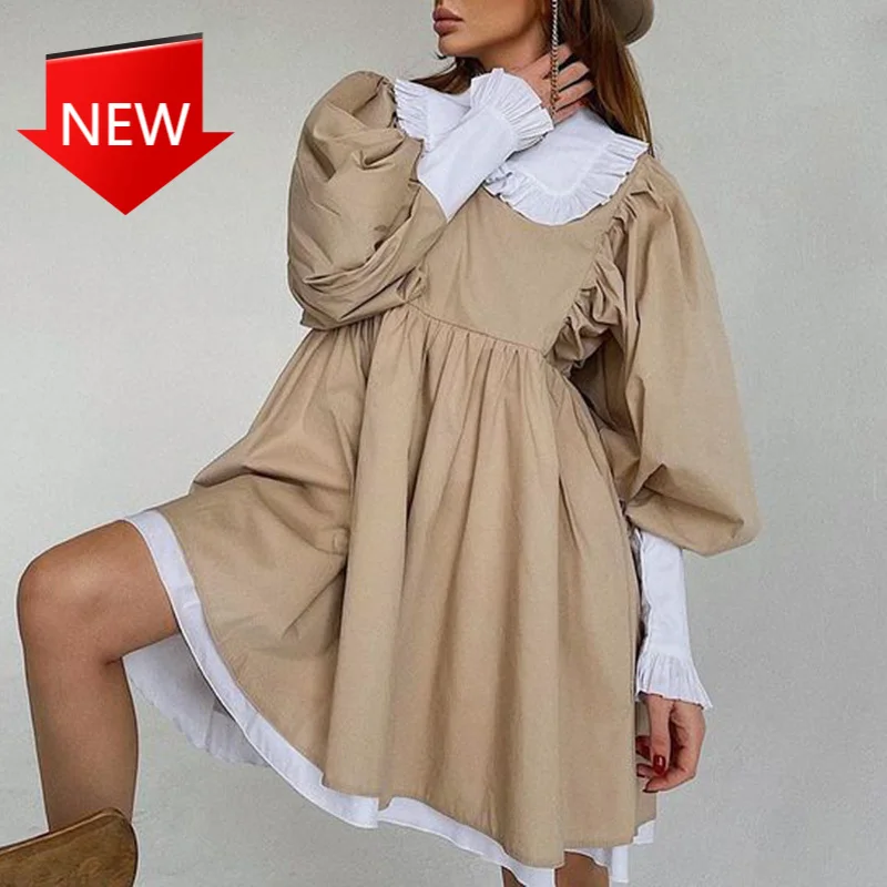 Dress Women Elegant Peter Pan Collar Mini Dresses Female Ladies Spring Autumn Dresses Women Fashion Lantern Sleeve
Dress Women Elegant Peter Pan Collar Mini Dresses Female Ladies Spring Autumn Dresses Women Fashion Lantern Sleeve