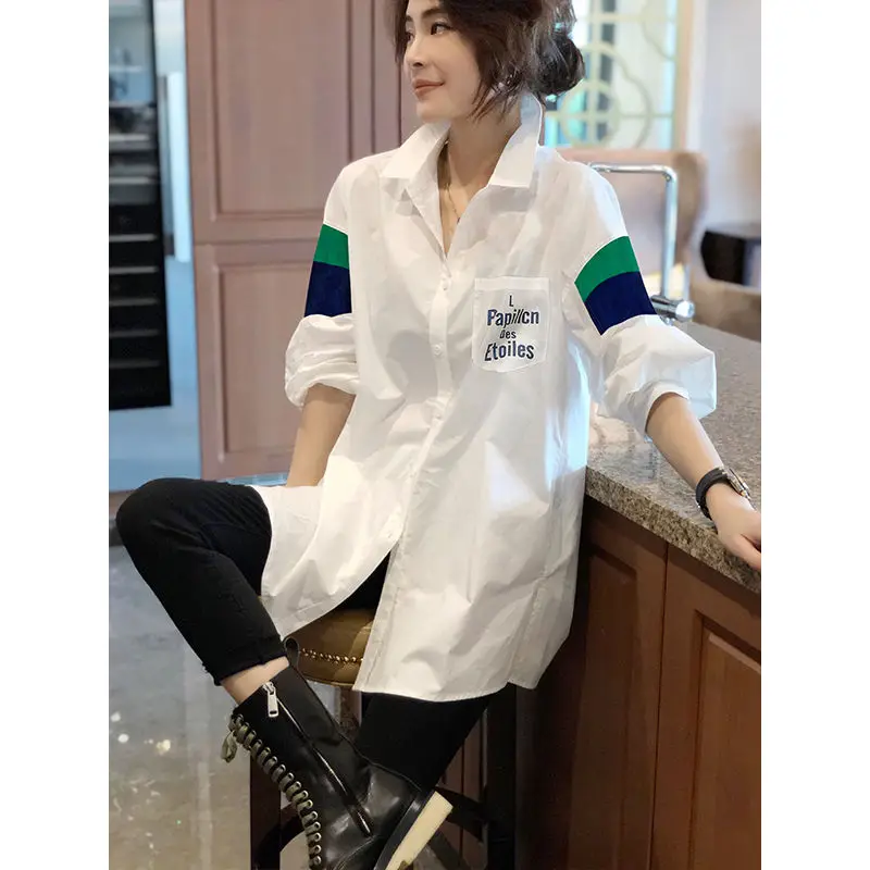 Medium long white shirt women's thin top loose foreign style shirt European goods spring and summer 2021 NEW
Medium long white shirt women's thin top loose foreign style shirt European goods spring and summer 2021 NEW