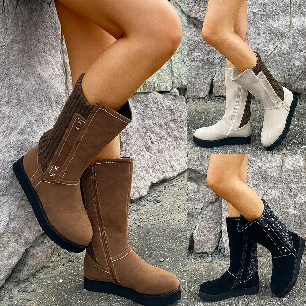 Womens Zip Up Mid Calf Faux Fur Lined Snow Boots Ladies Winter Riding Warm Shoes 
Womens Zip Up Mid Calf Faux Fur Lined Snow Boots Ladies Winter Riding Warm Shoes