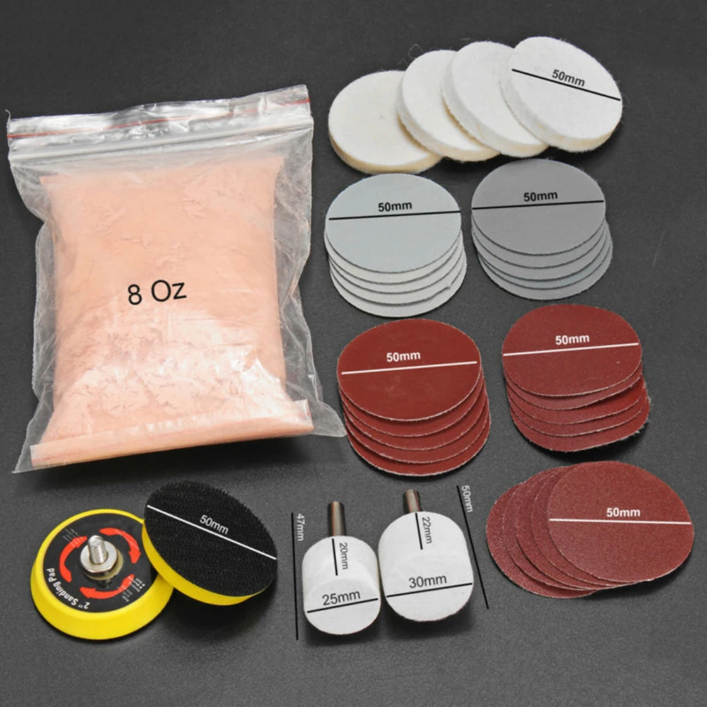34pcs Tool Kit Universal Deep Scratch Remover Repair Glass Polishing Kit Wool Polish Pad Yttrium Oxide Cerium Oxide Powder
34pcs Tool Kit Universal Deep Scratch Remover Repair Glass Polishing Kit Wool Polish Pad Yttrium Oxide Cerium Oxide Powder