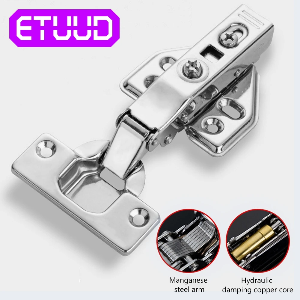 

4PCS Stainless Steel Furniture Full/Embed Hinge Damper Buffer Soft Close Door Hinges Hydraulic Face Kitchen Cupboard Cabinet
