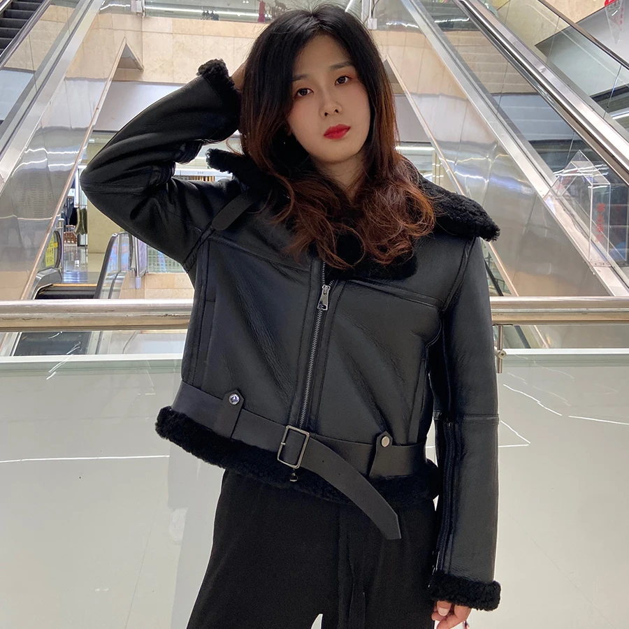 Women Natural Sheepskin Jacket 2021 New Fashion Cropped Biker Jacket High Quality Overcoat Free Shipping
Women Natural Sheepskin Jacket 2021 New Fashion Cropped Biker Jacket High Quality Overcoat Free Shipping