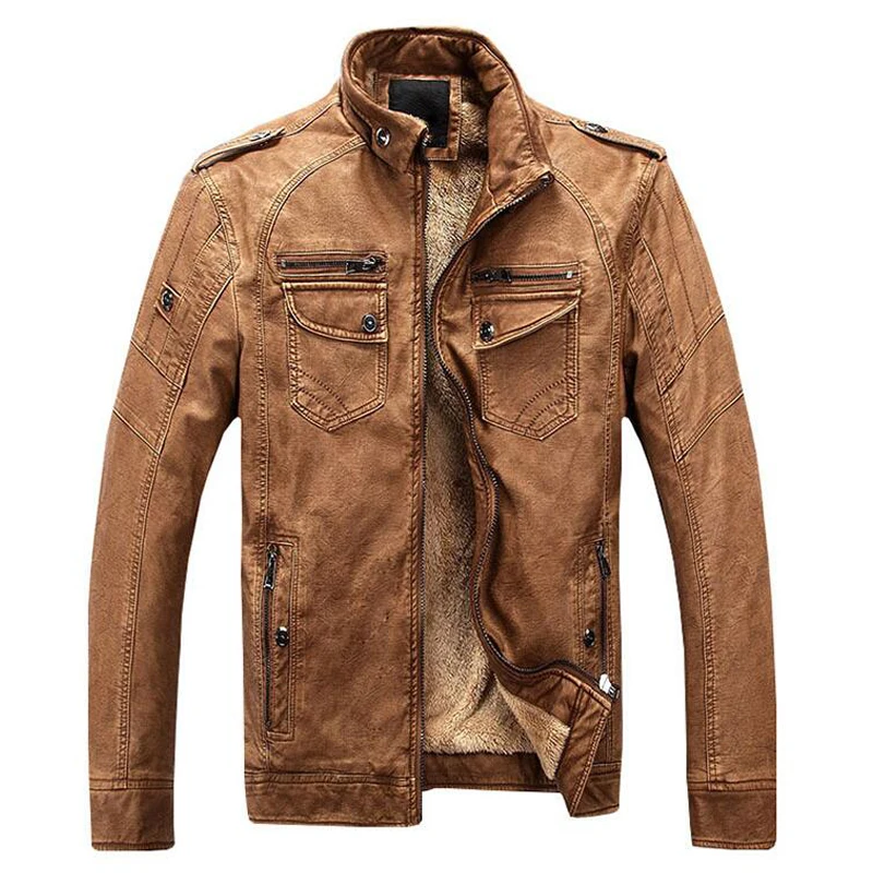 Leather Jacket Men Stand Collar Motorcycle Jackets Jaqueta Masculinas Inverno Couro Men's Casual Washed Fur Fleece Leather Coats 
Leather Jacket Men Stand Collar Motorcycle Jackets Jaqueta Masculinas Inverno Couro Men's Casual Washed Fur Fleece Leather Coats