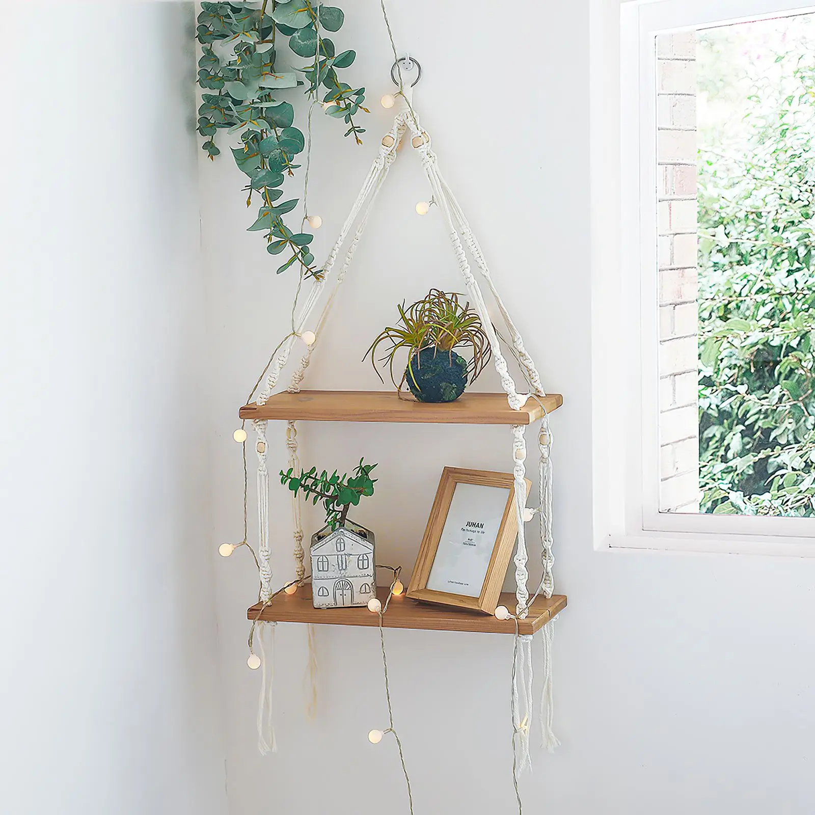 Hand-Woven Cotton Rope Racks Shelf Boho Nordic Style Homestay Wall Hanging Partitions Hem Rope Decorations Shelves Ornament 
Hand-Woven Cotton Rope Racks Shelf Boho Nordic Style Homestay Wall Hanging Partitions Hem Rope Decorations Shelves Ornament