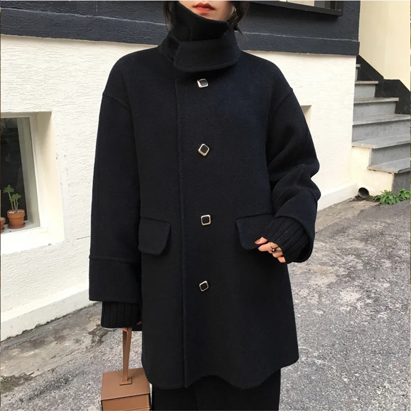 Весеннее короткое двустороннее кашемировое пальто 2021 темпераментное женское маленькое свободное шерстяное пальто средней длины в Корейск... 
Весеннее короткое двустороннее кашемировое пальто 2021 темпераментное женское маленькое свободное шерстяное пальто средней длины в Корейск...