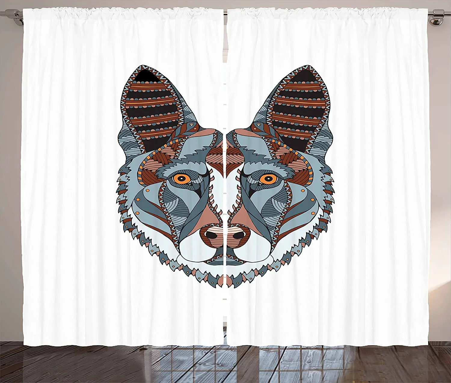 German Blackout Curtains Colorful German Shepherd Dog Portrait with Ethnic Motifs with Zentangle Arrangement Window Curtain
German Blackout Curtains Colorful German Shepherd Dog Portrait with Ethnic Motifs with Zentangle Arrangement Window Curtain
