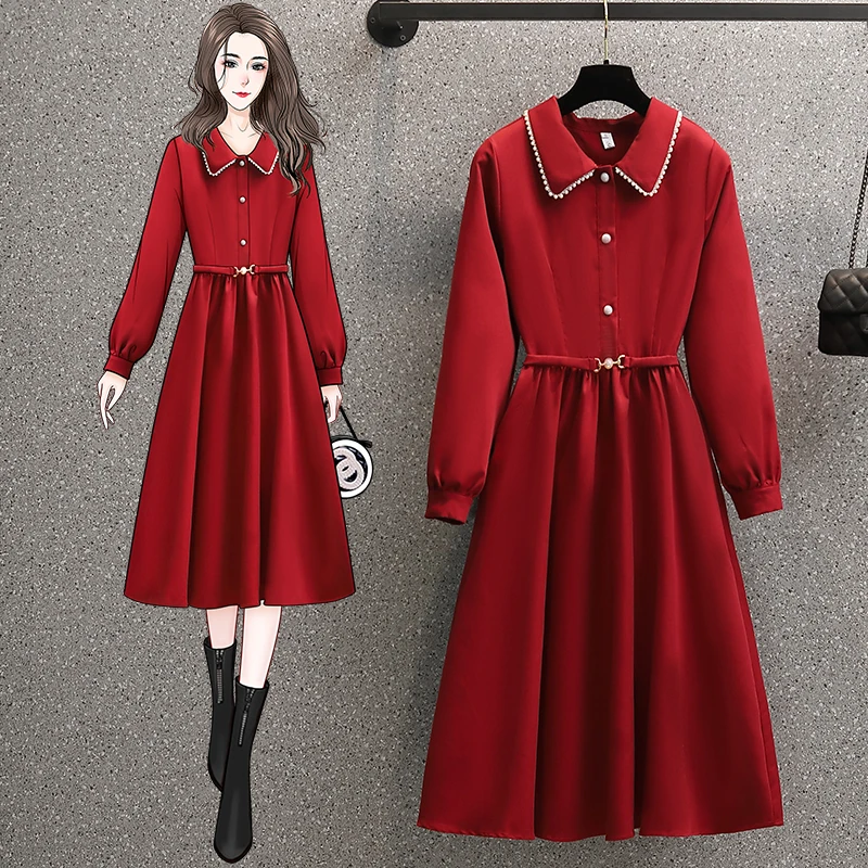 L~4XL New Arrival Plus Size Dress Women's Clothing 2022 Spring High Waist New Fashion Loose Temperament Beaded Dresses For Women 
L~4XL New Arrival Plus Size Dress Women's Clothing 2022 Spring High Waist New Fashion Loose Temperament Beaded Dresses For Women