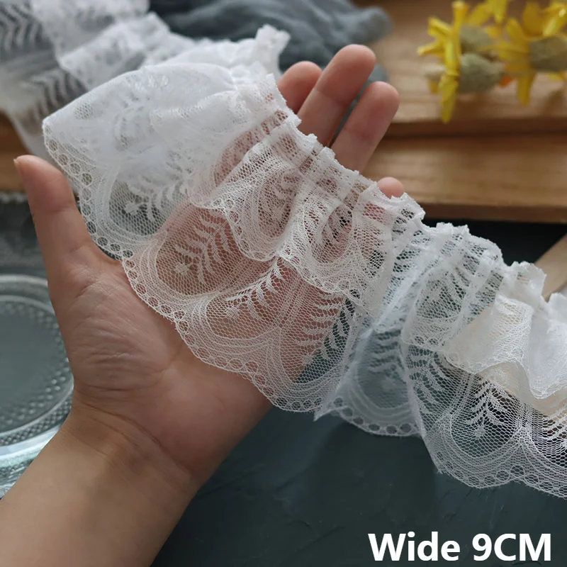 9CM Wide White Black Double Layers Mesh Pleated Embroidered Fringe Ribbon Lace Applique Collar Ruffle Trim Handmade Sewing Decor
9CM Wide White Black Double Layers Mesh Pleated Embroidered Fringe Ribbon Lace Applique Collar Ruffle Trim Handmade Sewing Decor