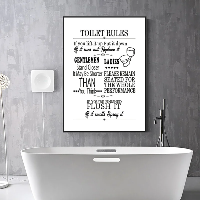 Toilet Rules Wall Art Canvas Painting Modern Funny Bathroom Rules Sign Poster Prints Toilet Humour Picture Bathroom Home Decor
Toilet Rules Wall Art Canvas Painting Modern Funny Bathroom Rules Sign Poster Prints Toilet Humour Picture Bathroom Home Decor