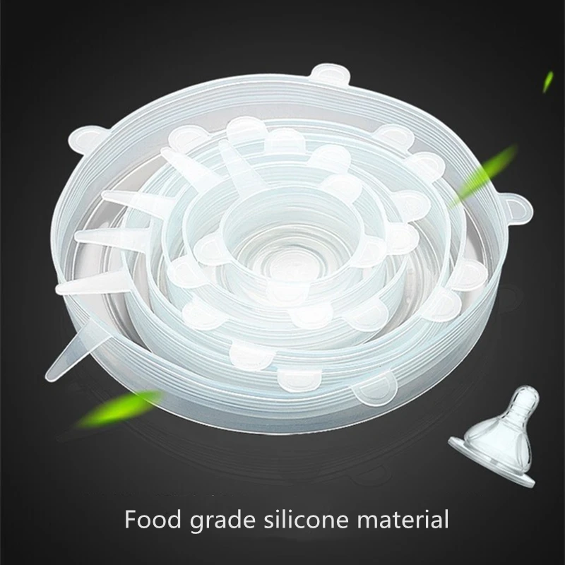 6pcs Food Silicone Cover Cap Leakproof Silicone Lids For Cookware Bowl Reusable Stretch Lids Keeping Fruit Fresh Kitchen Tool 
6pcs Food Silicone Cover Cap Leakproof Silicone Lids For Cookware Bowl Reusable Stretch Lids Keeping Fruit Fresh Kitchen Tool