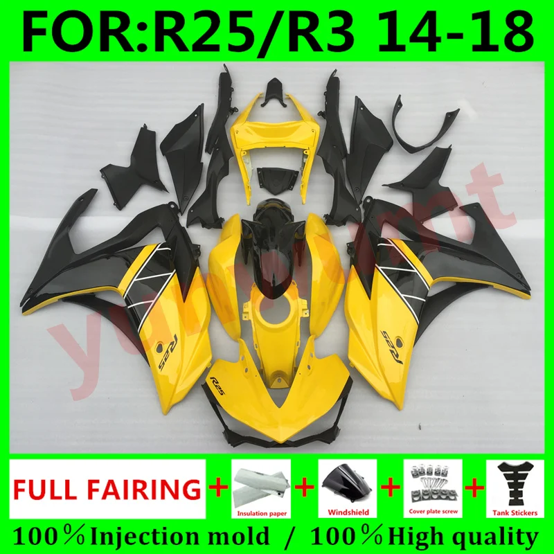 Обтекатели для мотоцикла из АБС-пластика для Yamaha YZF R3 2015 2016 2017 2018 YZF R25 15 16 17 18, Обтекатели для кузова желтого и черного цвета
Обтекатели для мотоцикла из АБС-пластика для Yamaha YZF R3 2015 2016 2017 2018 YZF R25 15 16 17 18, Обтекатели для кузова желтого и черного цвета