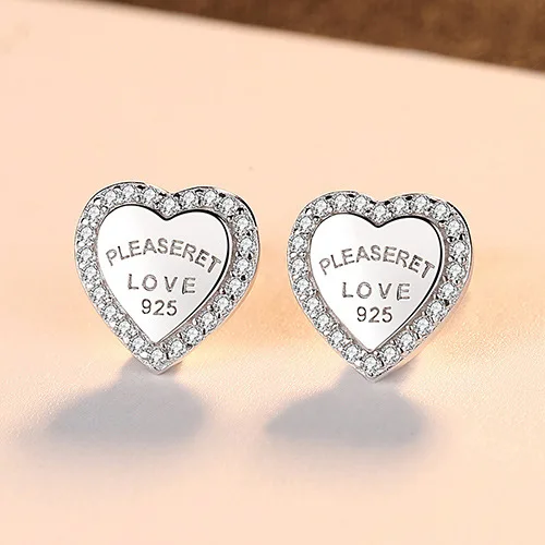DI-460 S925 sterling silver life-loved earrings Korean version of simple love inlaid zircon earrings 
DI-460 S925 sterling silver life-loved earrings Korean version of simple love inlaid zircon earrings