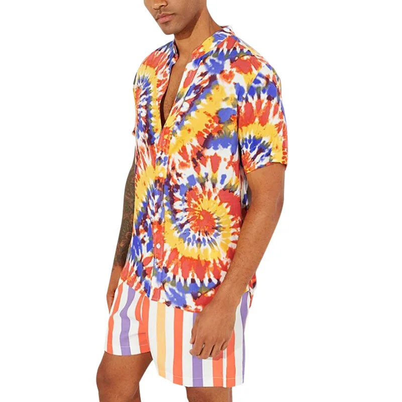 Mens Clothing 2021 European American Summer New Loose Casual Beach Stand-up Collar Thin Suit Men's Shirt + Shorts 2-piece Set
Mens Clothing 2021 European American Summer New Loose Casual Beach Stand-up Collar Thin Suit Men's Shirt + Shorts 2-piece Set