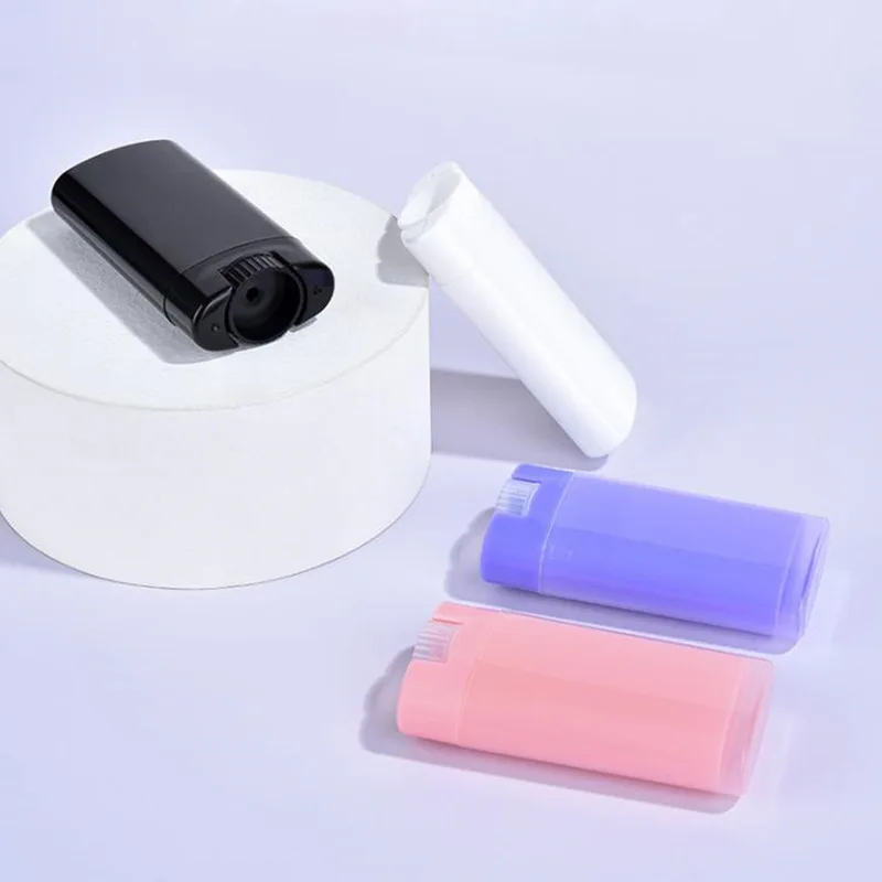 

200pcs 15g Portable Deodorant Containers Clear White Lipstick Lip Tube Plastic Empty Diy Oval Lip Balm Tubes