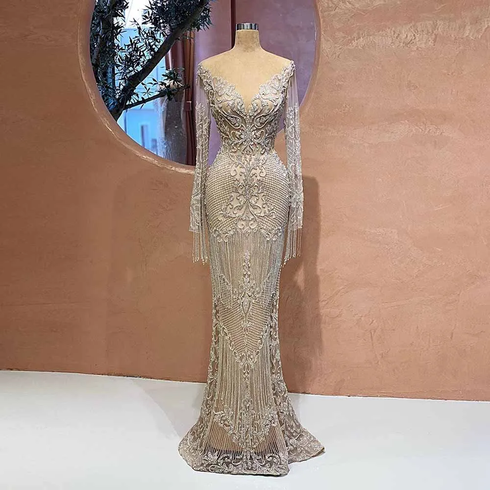 YQLNNE Luxury Long Sleeves Mermaid Evening Dresses O Neck Crystals Beaded Wedding Party Gown Robes De Soirée Vestidos
YQLNNE Luxury Long Sleeves Mermaid Evening Dresses O Neck Crystals Beaded Wedding Party Gown Robes De Soirée Vestidos