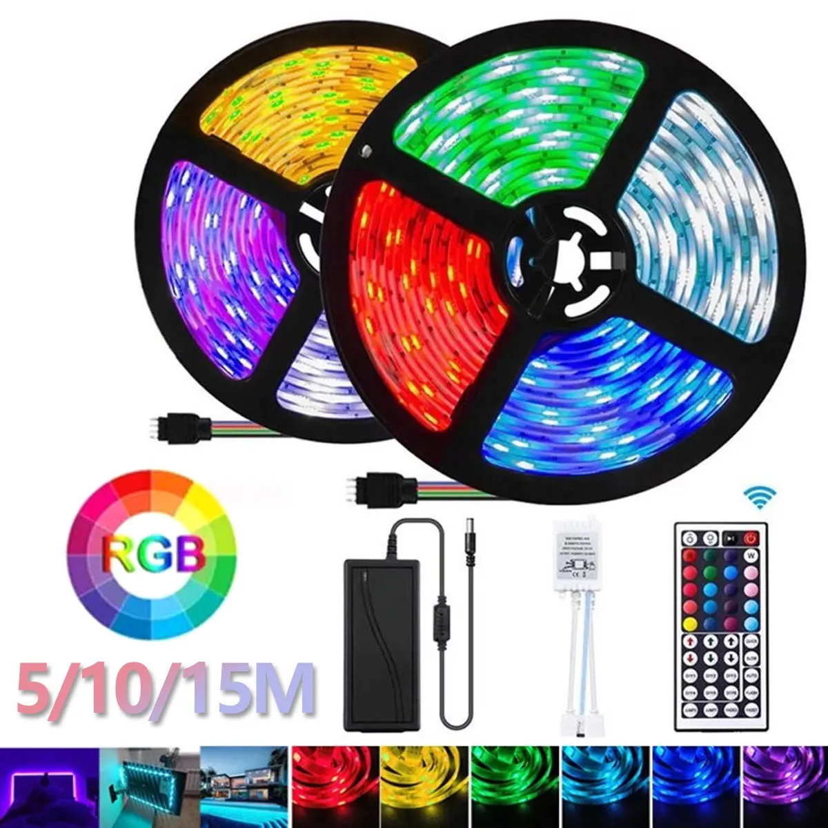 LED Strip Lights Color Changing LED Tape Lamp with 44-Key IR Remote for Bedroom Living Room Kitchen Party Home Decoration
LED Strip Lights Color Changing LED Tape Lamp with 44-Key IR Remote for Bedroom Living Room Kitchen Party Home Decoration