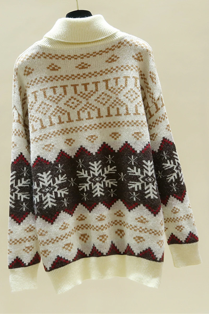 Autumn Winter Vintage Christmas High Collar Turtleneck Women Soft Lazy Japanese Style Sweater 
Autumn Winter Vintage Christmas High Collar Turtleneck Women Soft Lazy Japanese Style Sweater