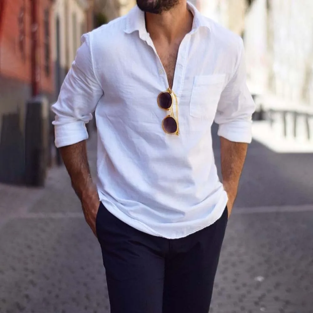 Mens Long Sleeve Linen Shirt Loose Casual Lapel Henley T-Shirts Blouse Tee Tops Sleeve Tee Shirt Spring Autumn Summer Casual New
Mens Long Sleeve Linen Shirt Loose Casual Lapel Henley T-Shirts Blouse Tee Tops Sleeve Tee Shirt Spring Autumn Summer Casual New